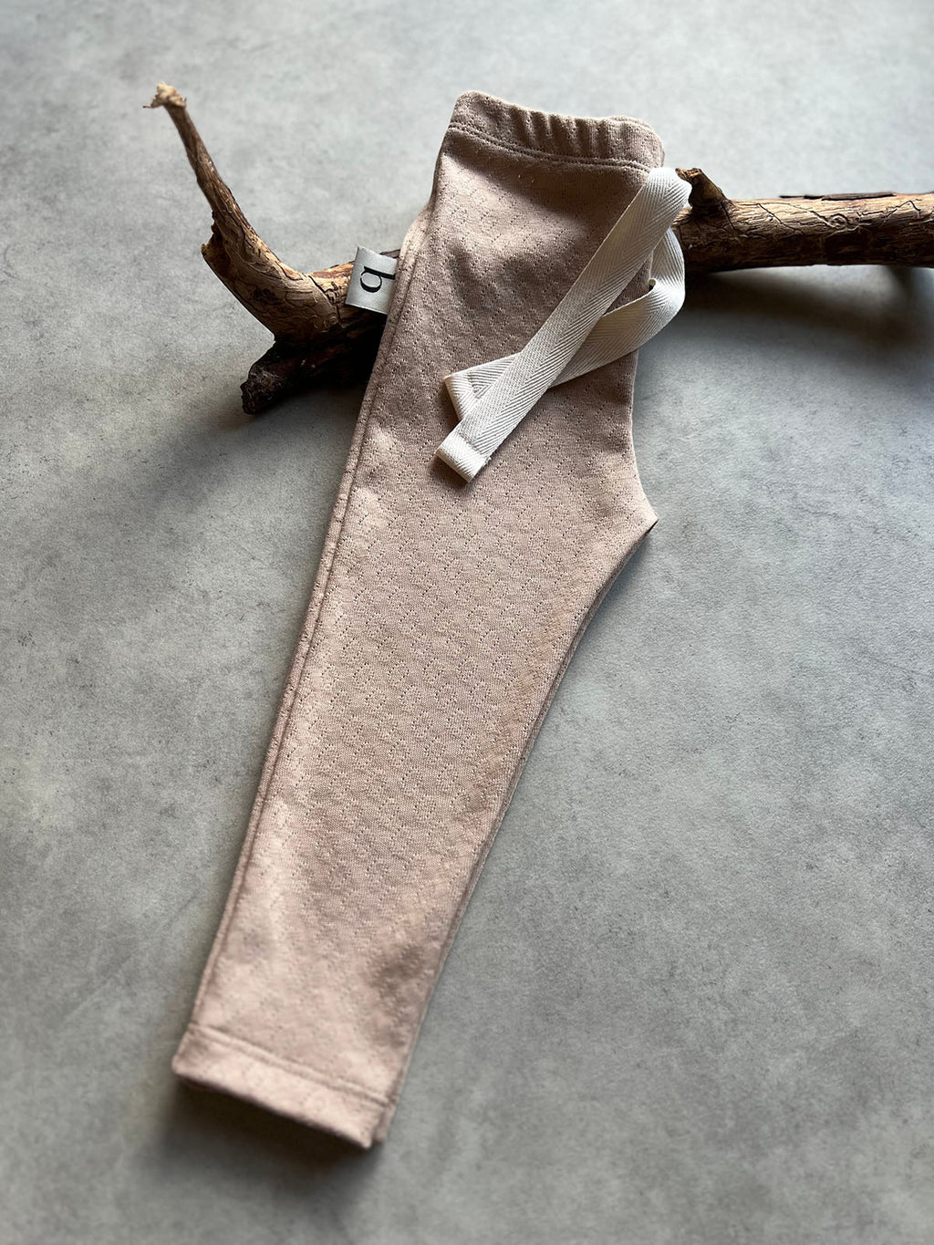 Beige Pointelle Leggings