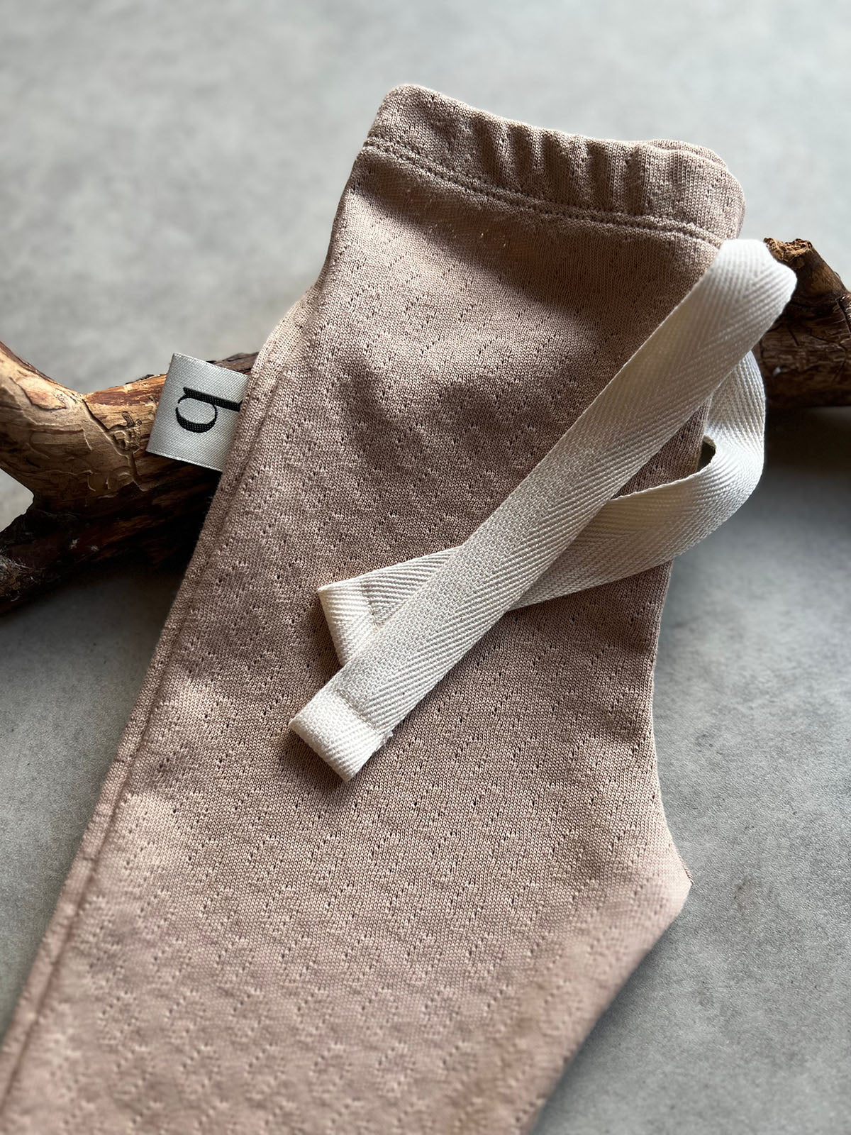 Beige Pointelle Leggings