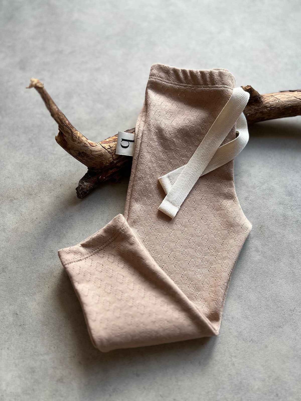 Beige Pointelle Leggings