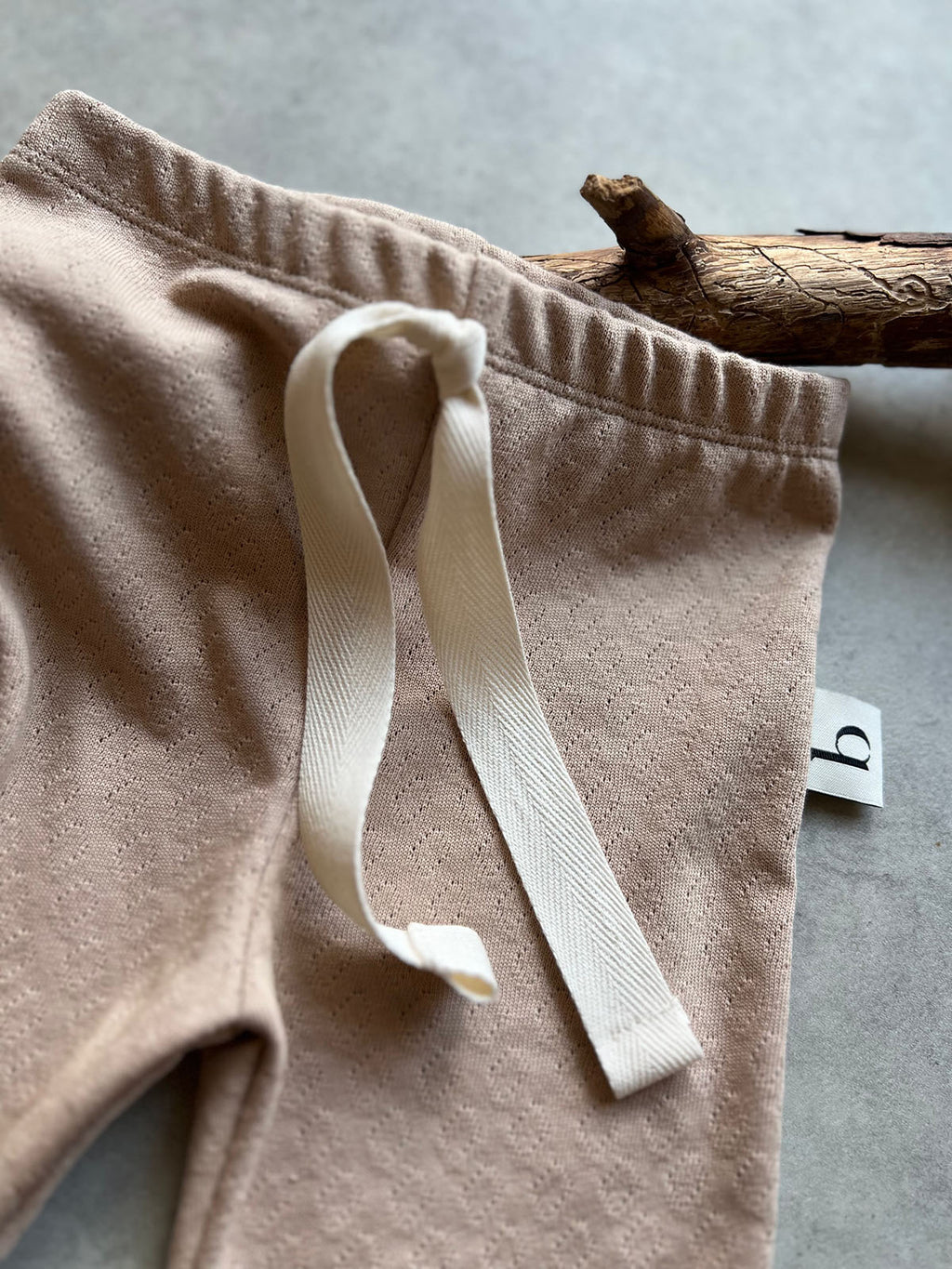 Beige Pointelle Leggings