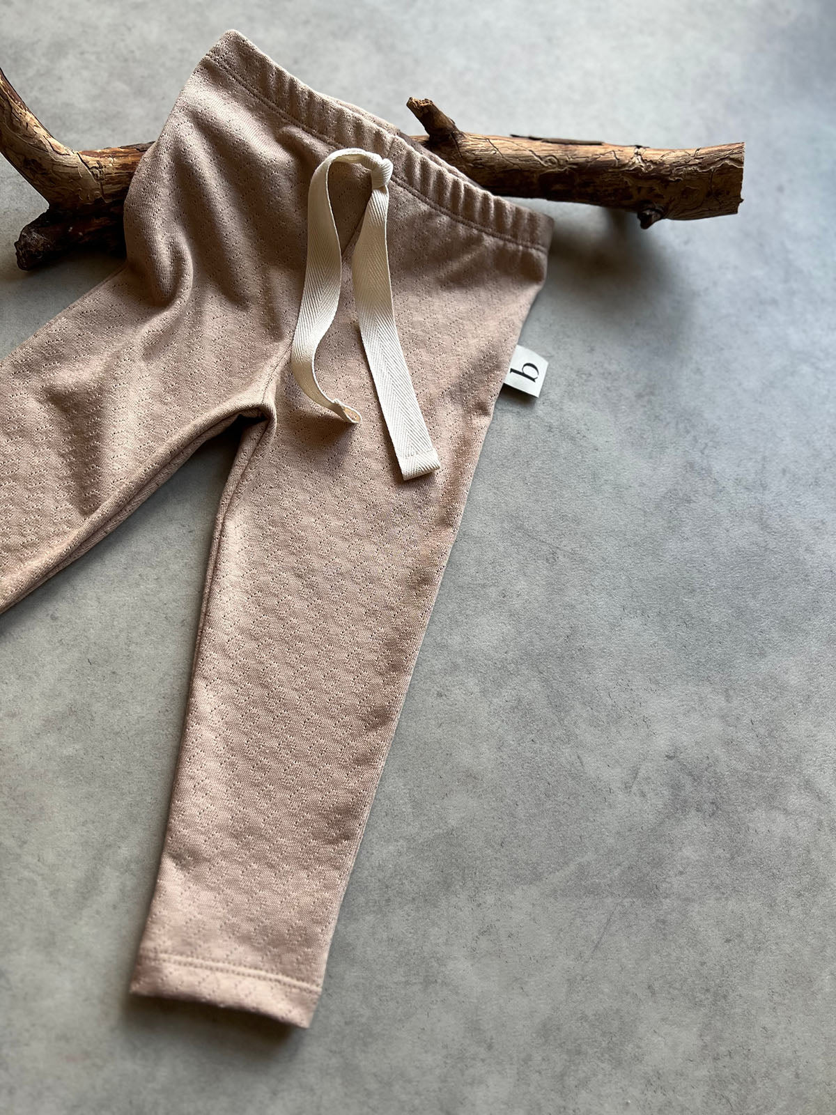 Beige Pointelle Leggings